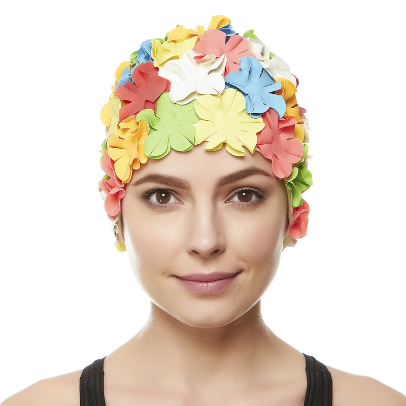 BEEMO Floral Petal Ladies Bathing Swim Cap - Multi Color - Image 2